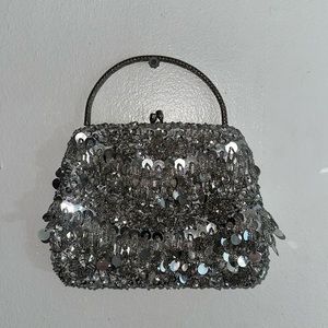 Vintage Rickere Silver Sequin Small Hand Bag